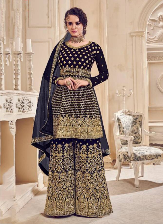 Malang Georgette Heavy Embroidered wedding Designer Plazzo Suit Collection 1001A-1001D